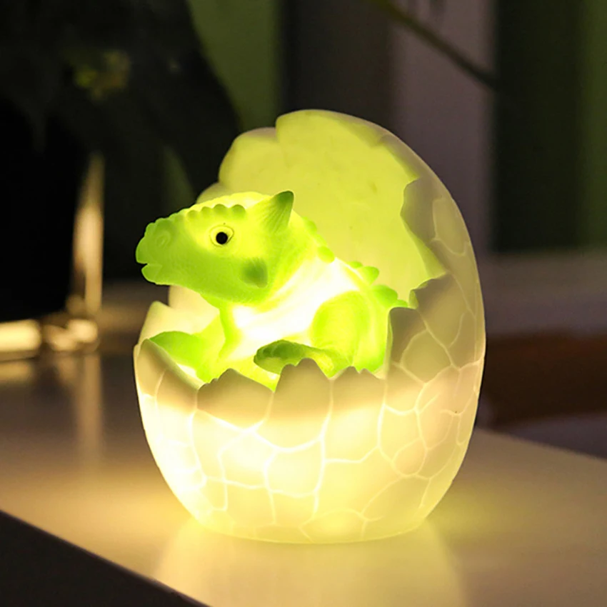 Dinosaur Night Light for Kids 3D Dinosaur Egg Glowing Toy Night Light Bedside Lamp Decoration, Christmas, Birthday Gifts