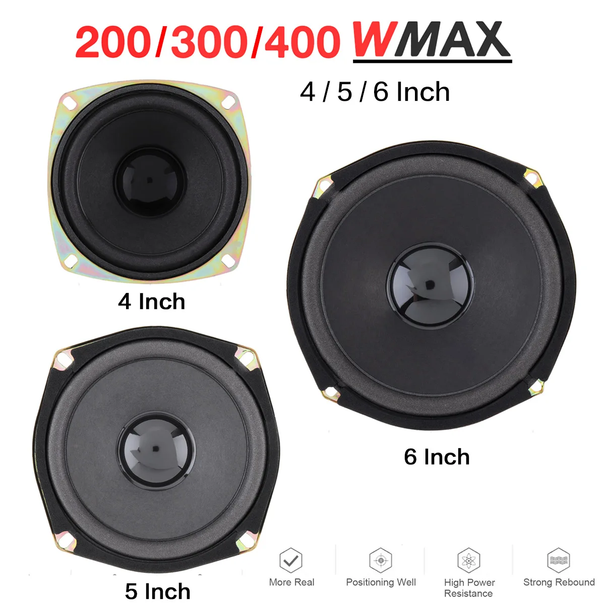 

1 Piece Car Stereo Speaker 4 5 6 Inch Coaxial Automotive Speaker 300W 400W Loudspeaker Full Frequency Hifi Music Audio For Cars