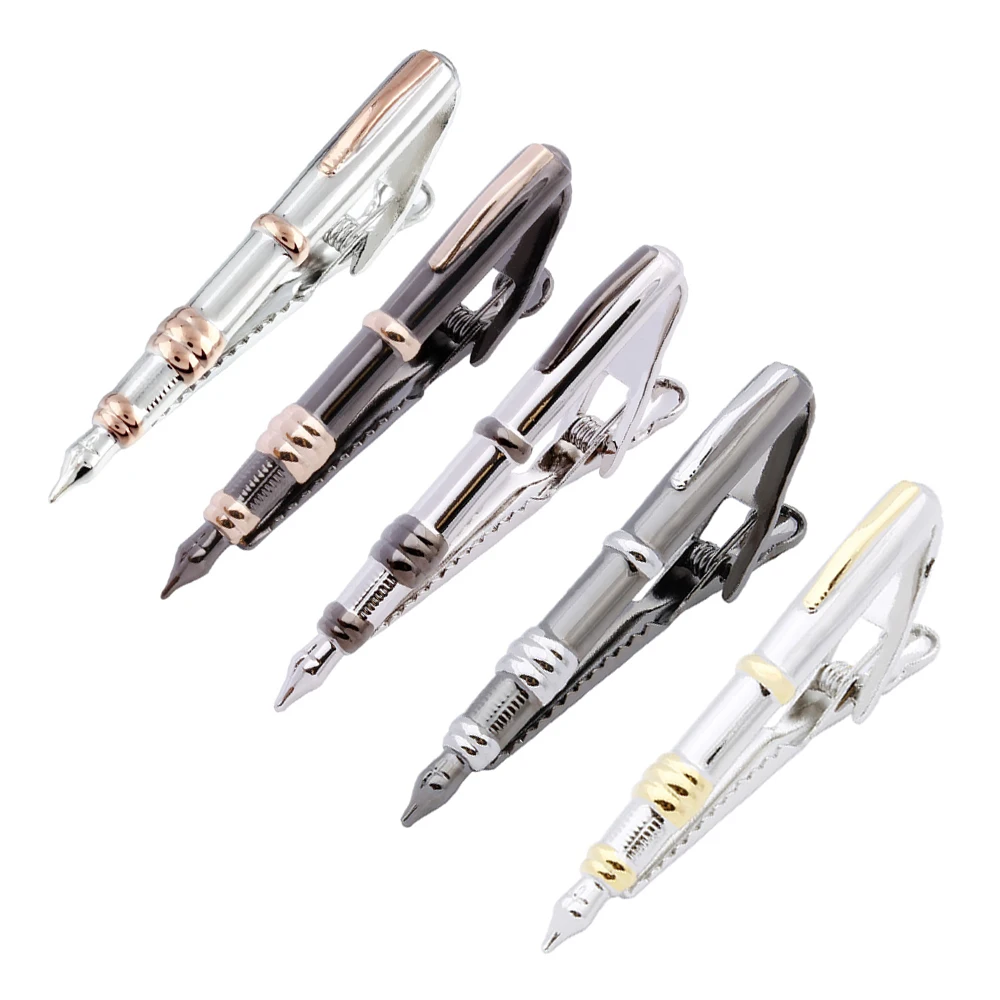 HAWSON 2.1 Inch Novelty Pen Shape Tie Clip Men's 5 Colors Metal Necktie Clamp Creative Office Style Formal Accessories