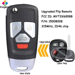 KEYECU MYT3X6898B 15008008   Chiave per auto telecomando Flip aggiornata con chip ID46 da 315 MHz - FOB per Chevrolet Trailblazer 2002-2009