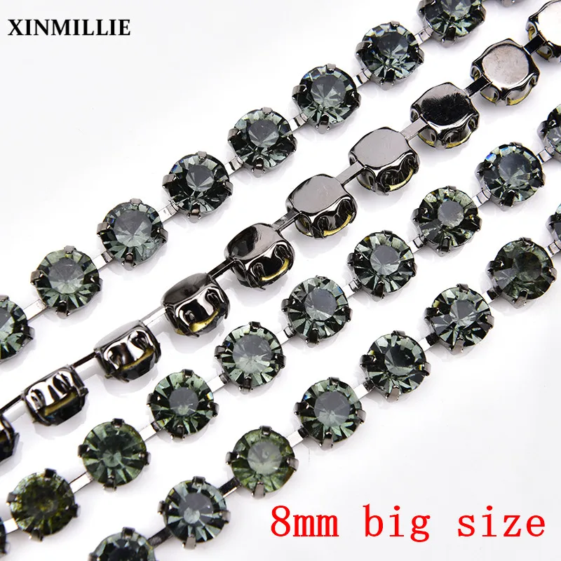 Large Size SS38 8mm High Quality Rhinestone Cup Chain Metal Claw Sew on Crystal DIY Clothes Shoes Bags Jewelry Trimming Ornament