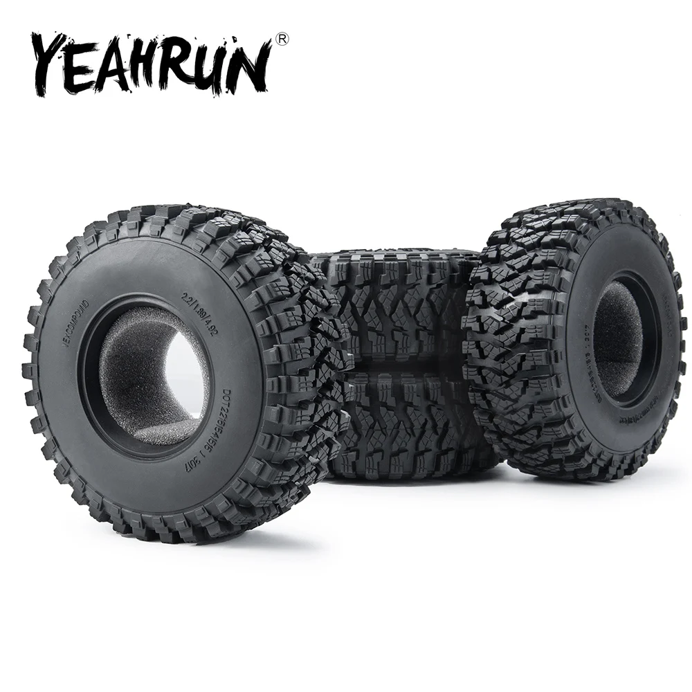 YEAHRUN 1/4Pcs 2.2 \'\'pneumatici in gomma pneumatici ruota resistenti all\'usura per Axial Wraith 90018 RR10 TRX-4 1/10 RC Rock Crawler ricambi auto