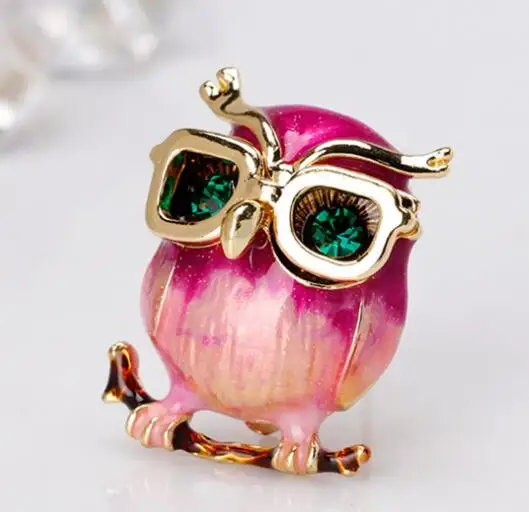 Enamel Rhinestones Animal Owl Eagle Bird Shape Brooch Pin