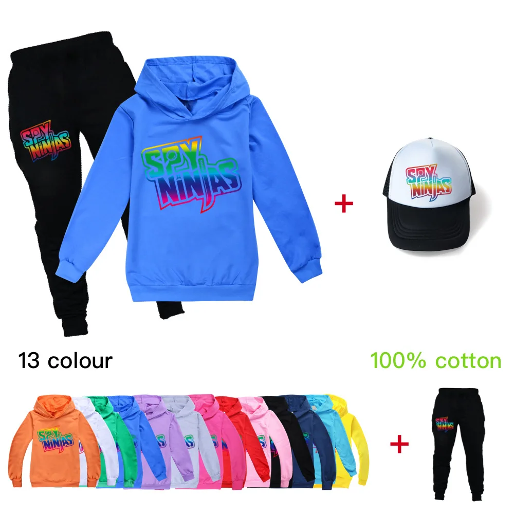 

SPY NINJA Kids Autumn Clothing Baby Boy Girl Clothes Suits Printed Hoodies T-shirts+Pants +hat 3 Pieces set Children Streetwear