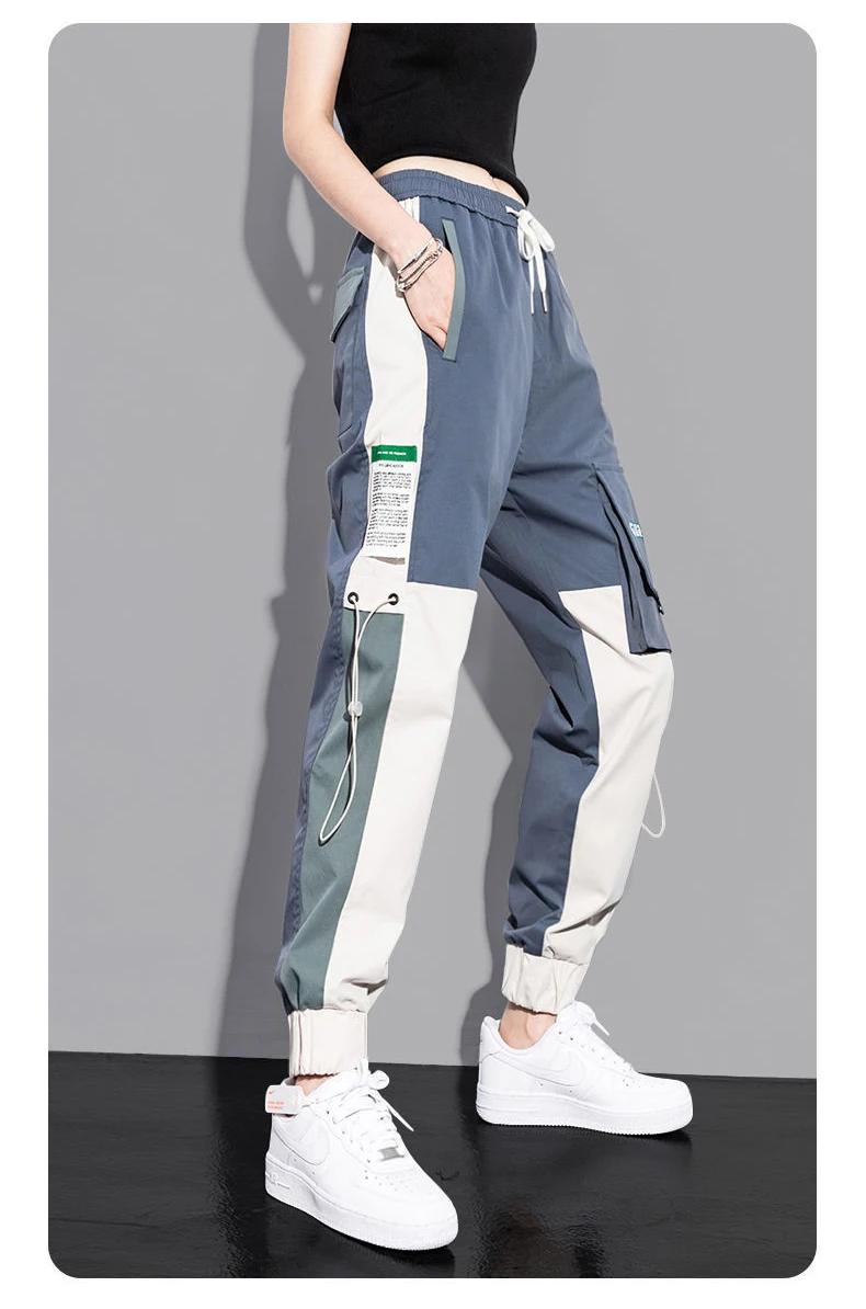 New Big Pockets Cargo Pants Women Ankle-length High Waist Drawstring Loose Streetwear Hip Hop Versatile Joggers Trousers Female