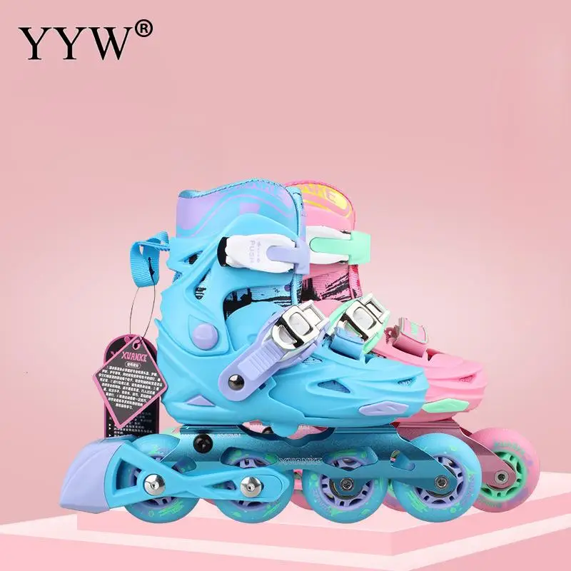 Kids Roller Skates Adjustable Skate Children 4 Wheels Skating Sneakers Rollers For Boys Girls Size 24-39 Beginner Casual Patines