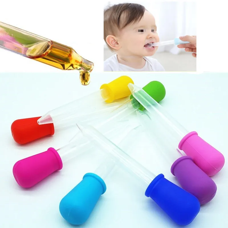 Safe Silicone 5ml Clear Silicone Baby Medicine Feeder Dropper Graduated Pipette Liquid Food Dropper School Lab Supplies