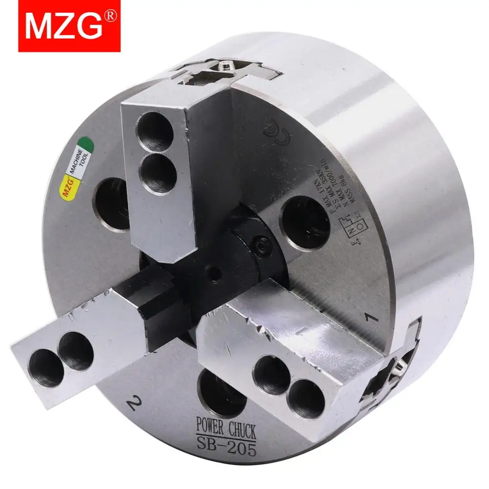 MZG SB 206 208 4 5 6 8 inch 3 Jaw Hollow Power Chuck for CNC Lathe Boring Cutting Tool Holder Hole Machining