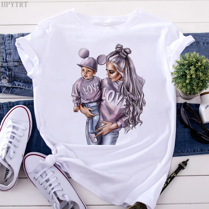 Mom and Men Queen Print Women T-shirt Best Mommy Summer Harajuku O Neck Funny 90S Tops Tee Daughter Casual Clothes,Drop Ship