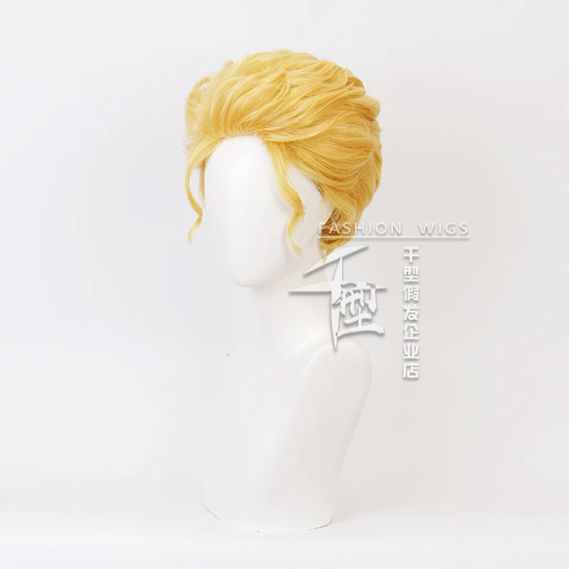 JOJO's Bizarre Adventure Kira Yoshikage Golden Wig Cosplay Costume Heat Resistant Synthetic Hair Men Short Wigs