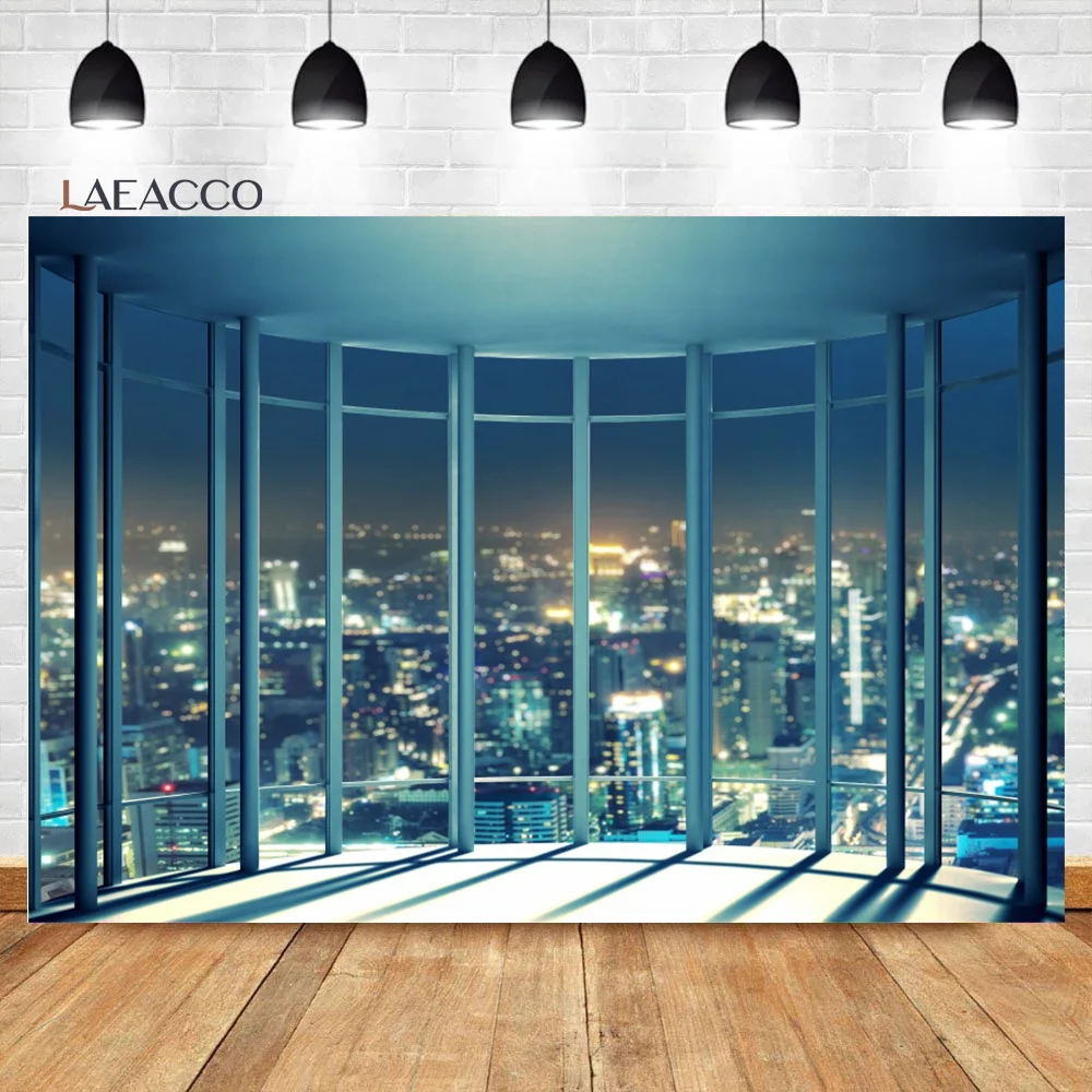 Laeacco Modern City Buildings French Window Technology Video Stage Photography Background Photo Backdrop For Photo Studio Props