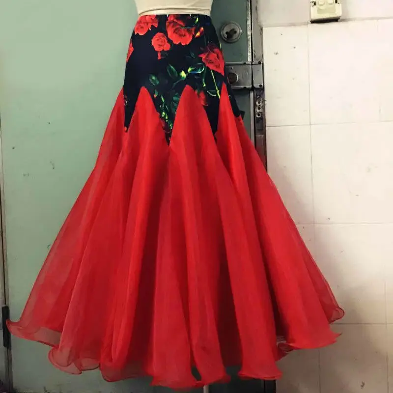 

Elegant Ballroom Competition Dance Skirt For Women Waltz Clothing Tango Outfit Stage Performance Costume Wear Long Skirts DL7012