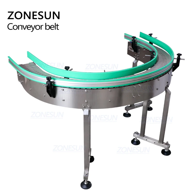 ZONESUN ZS-CBU150 il nastro trasportatore a catena su ordinazione di forma di U per la linea di produzione lavora con l'etichettatrice di riempimento di tappatura