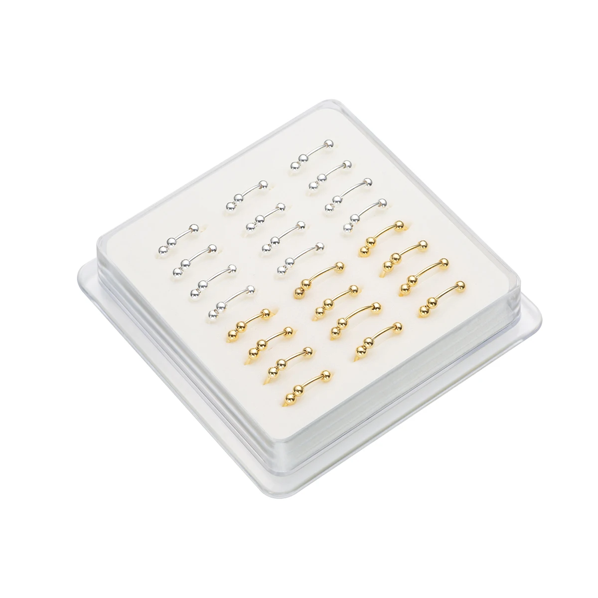 24Pcs/Ser 925 silver three ball nose ring clamp hoop nasal septum cartilage tragus small wear pungent rings female body jewelry