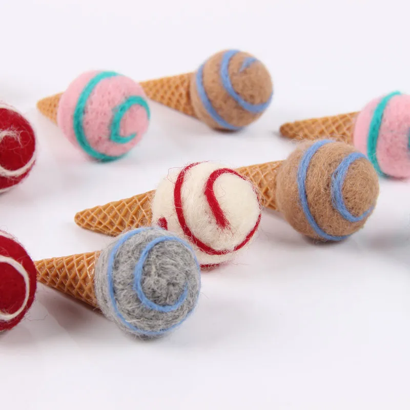 10pcs 3cm Home Decoration Plain Stripes Wool Felt Ice Cream  Handmade DIY Decorative Bouquet Gift Flower Packaging Material