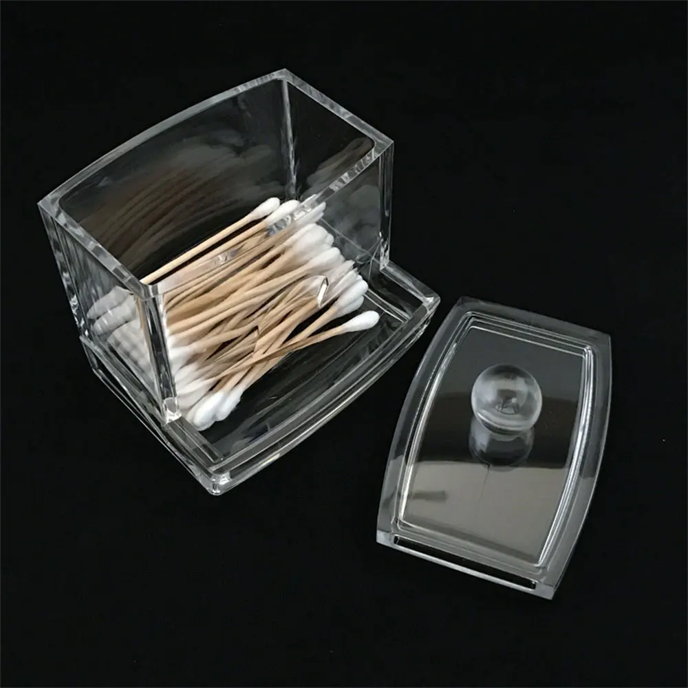 Acrylic Cotton Swab Makeup Storage Box Portable Make Up Cotton Pad Container Jewelry Holder Cosmetics Organizer