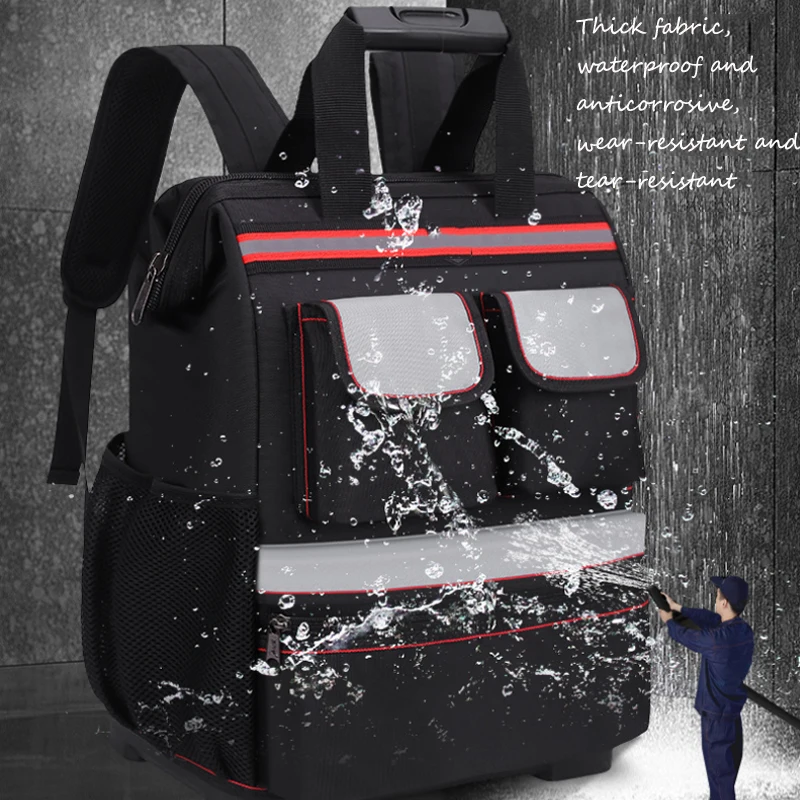 Double Shoulder Tool Bag Thick Wear-Resistant Multi-Function Elevator Repair Electrician Special Large-Capacity Tool Backpack