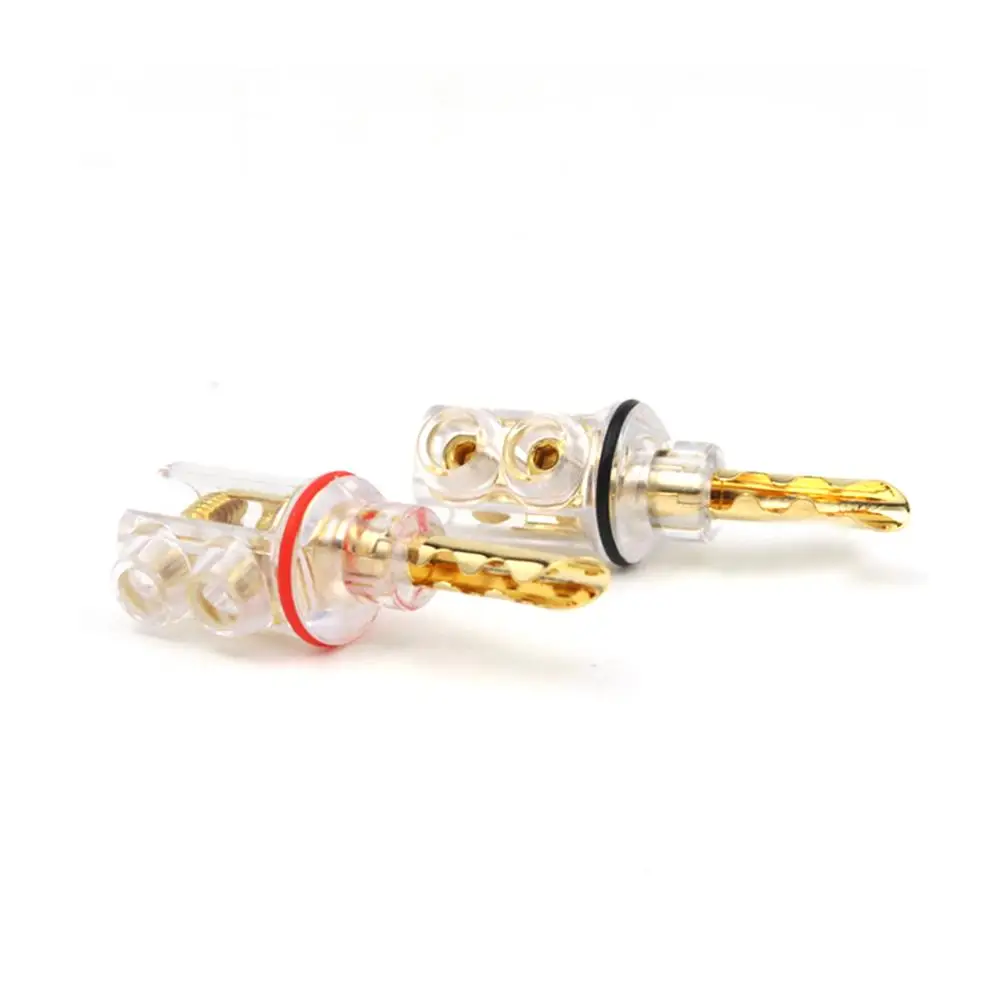 4pcs  Hifi audio Gold plated BFA banana Transparent Cover Audio Banana Plug 1Set for speaker cable without Box