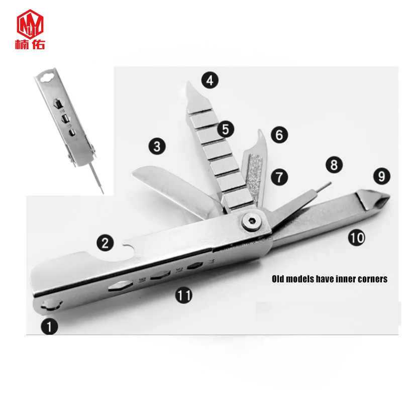 1PC Portable Mini Stainless Steel Screwdriver Wrench Bottle Opener Combination Tool Set Outdoor Emergency EDC Repair Multitool