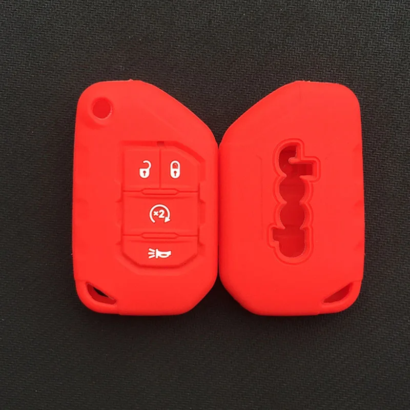 5color 4 Buttons silicone Remote Smart car Key Case Chain Cover for Jeep Wrangler JL JLU 2018 2019 Key Sleeve Protector Case