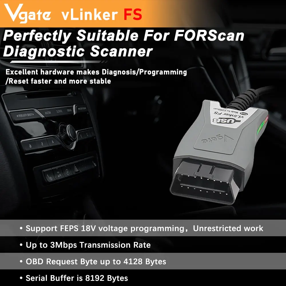 Vgate VLinker FS FORScan für Ford ELM327 USB OBD2 Auto-Diagnosewerkzeuge HS/MS-CAN OBD2 Automobilscanner PK OBDLink – Detail 8