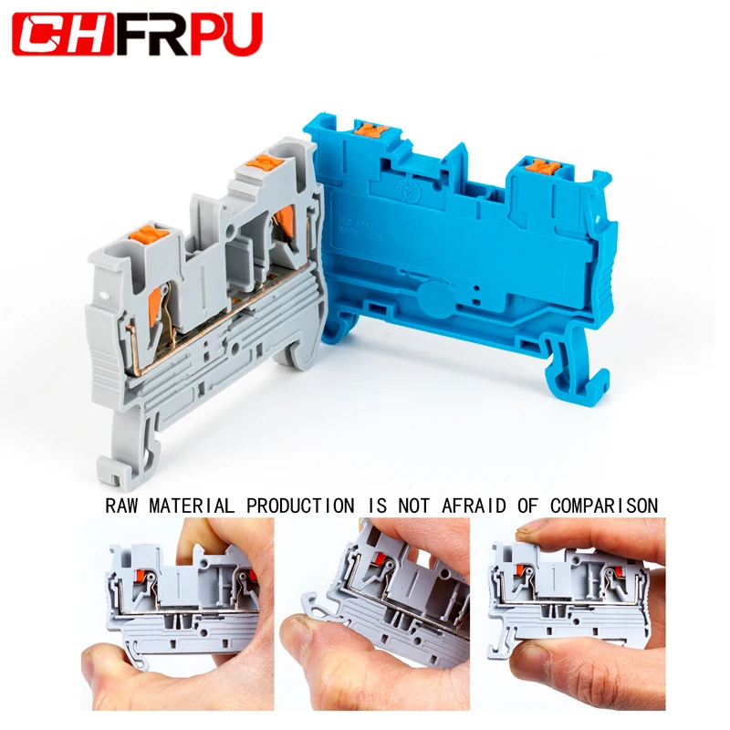 PT2.5 quick wiring arrangement push-in terminal wire connector Din Rail Combined Push In Spring Screwless Terminal Block