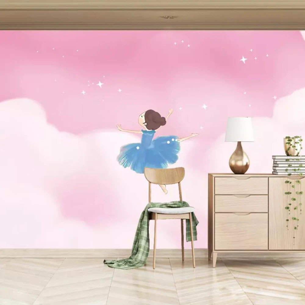 

Milofi custom 3D wallpaper mural stereo pink cloud dream princess children room background wall decoration wallpaper wallpaper