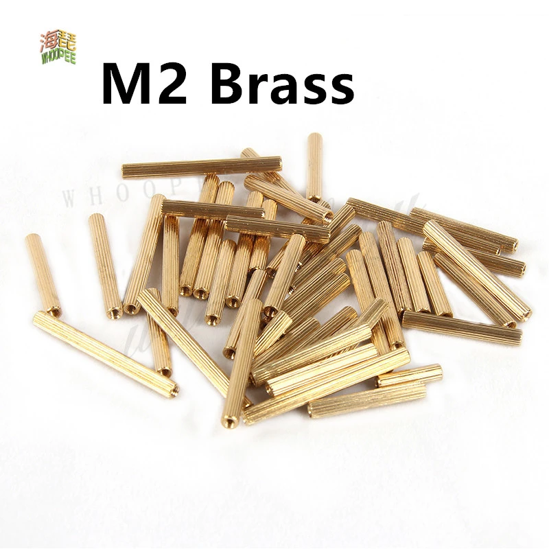 20pcs M2*L L=3mm to 35mm 2mm thread Brass Round Standoff Spacer Female Female M2 Brass Threaded Spacer