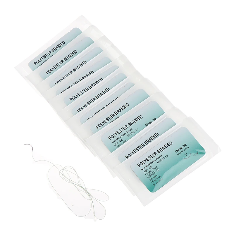 Hot 12Pcs 75cm Medical Needle Suture Nylon Polyester Thread Suture Practice Kit Teaching Demonstrations Exercises 2/0 3/0 4/0