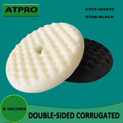 Imagen 2 del producto Rueda de esponja para pulir ondas de doble cara de 8 pulgadas 5707 blanco negro 5706 disco de esponja para encerado de coche de cera gruesa