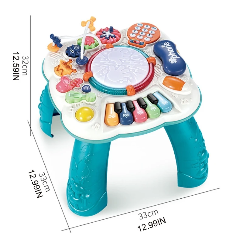 2024 New 12.99x12.99x12.59\'\' Baby Musical Developing Table Multi-Function Educational Table for Kids and 6 to 12 Months Baby