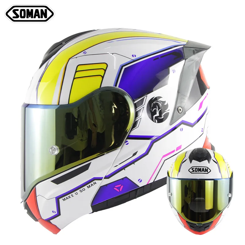 Motorcycle Venom Large Lens Double Mirror Uncovered Full Face Helmet Men and Women Full Cover Four Season Helmet