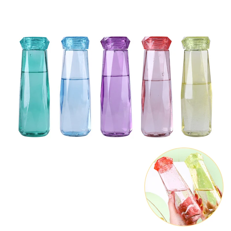 Garrafa de água de cristal de fada do diamante bap livre 420ml garrafa de vidro do esporte garrafa de água à prova de vazamento de agua garrafa de viagem ao ar livre para meninas