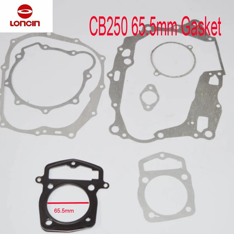 loncin 250cc zongshen cb250 water cooled air engine gasket  kayo dirt bike atv quad  69mm 70mm  65.5mm gasket free shipping