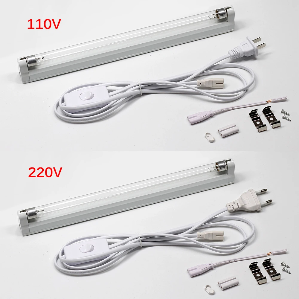 8W Ultraviolet Bactericidal Light Set T5 Tube UVC Germicidal Sterilizer lamp110V 220V Ozone Deodor Eliminator Tube Clean Air