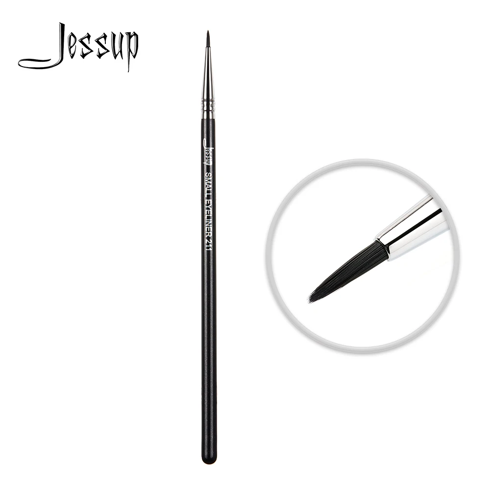 Jessup Small Eyeliner brush Makeup Black/Silver eye brush Synthetic hair Single eye makeup brushes