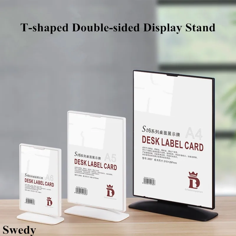 A4 210x297mm T / L Shape Plastic Table Sign Holder Display Stand Menu Paper Holder Price List Label Holder Poster Ad Frame