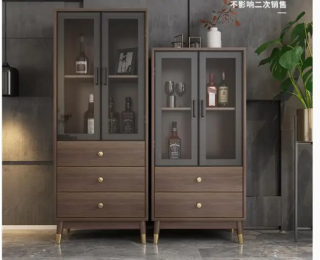 Glass door side cabinet small wine cabinet modern living room one wall shoe cabinet storage cabinet