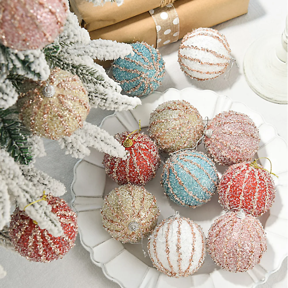 

Colorful Foam Balls Pendant Gift Xmas Christmas Decorate 8cm Wall Hanging Safe Durable Gold Holiday Party Supplies Ornaments