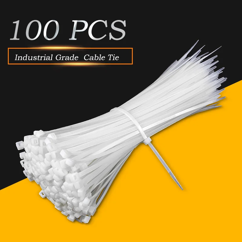 100 PCS Self-locking  nylon cable tie  white plastic tie fastening ring cable zip wraps strap nylon cable tie 8x500mm