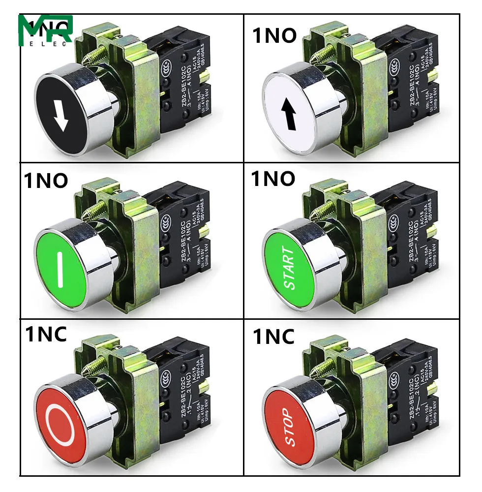 XB2-BA4342 XB2-BA4331 XB2-BA3351XB2- BA4322 XB2-BA3311 XB2-BA3341 NO/NC Momentary flat push button with mark switch 22mm 1PCS