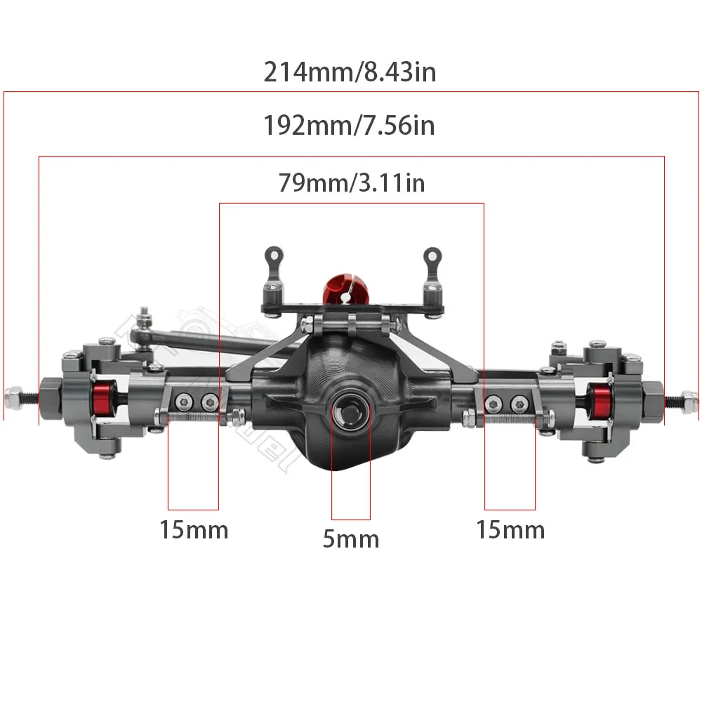 Metal CNC Front Rear Axle with Servo Base for 1/10 RC Rock Crawler Car Axial SCX10 RC4WD D90 Upgrade Parts