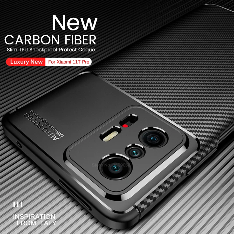 Carbon Fiber Slim Silicone Shockproof Armor Case Xiaomy Xaiomi Xiami Xaomi Xiomi 11T 11 T Pro 11TPro 5G Xiaomi11T 6.67'' Fundas