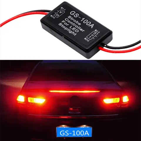 범용 플래시 스트로브 컨트롤러 GS-100A 차량용 성 노출증 모듈 자동차 LED 브레이크 스톱 라이트 램프 신호등 12-24V