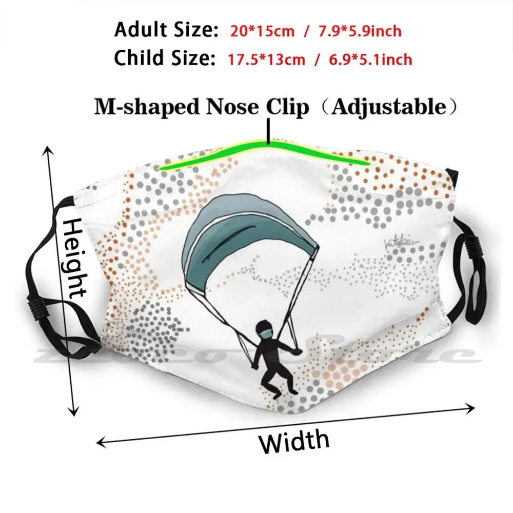 Masks To The Rescue. Mask Cloth Reusable Print Filter Washable Parachute Clouds Parachuting Jump