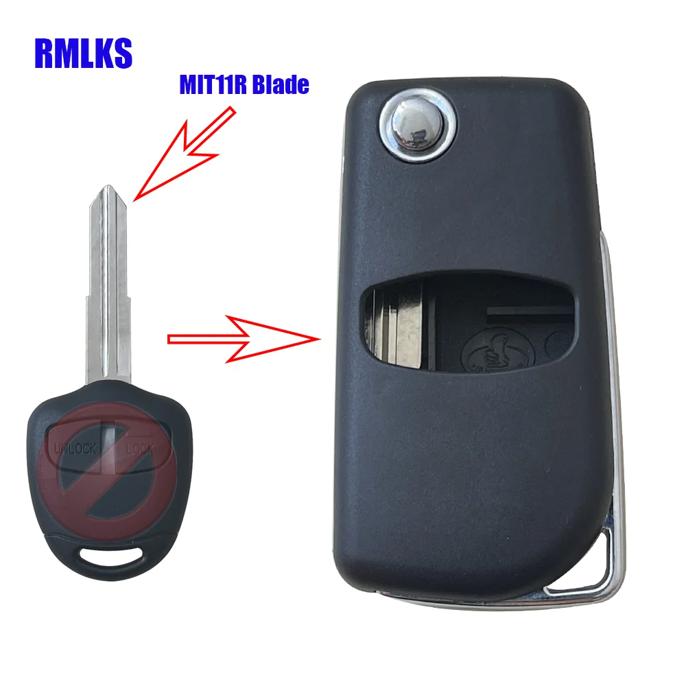 2 3 Button Modified Flip Folding Remote Key Shell Case for Mitsubishi New ASX GRANDIS Outlander LANCER-EX Right/left Blade