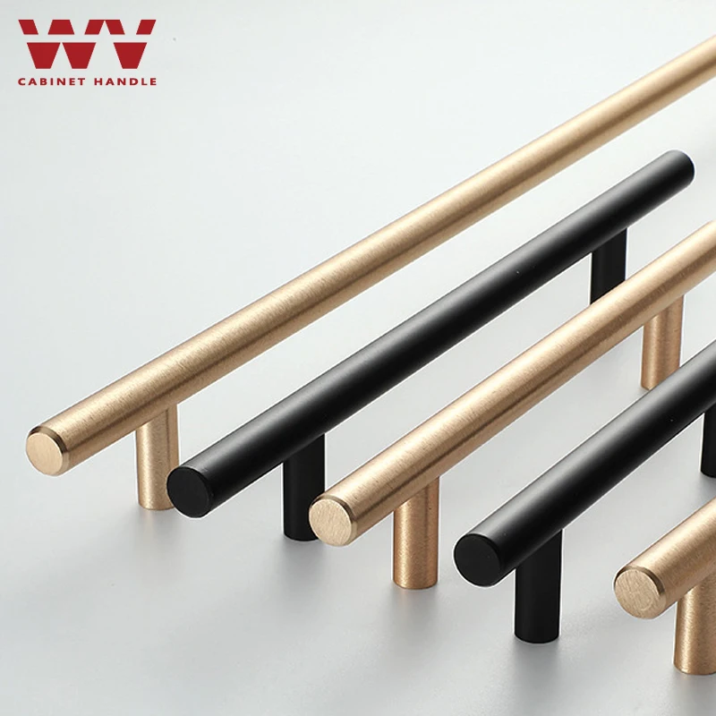 WV Brass Gold Black Kitchen Cabinet American Handles T Bar Straight Door Knobs Pulls Diameter 96mm Handle Furniture Wardrobe 221