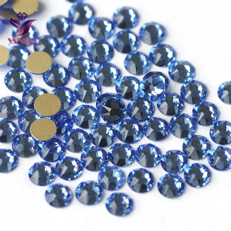 YANRUO 2088NOHF Light Sapphire Rhinestones Glass Strass Stones Art and Crafts for Swimwear Clothing