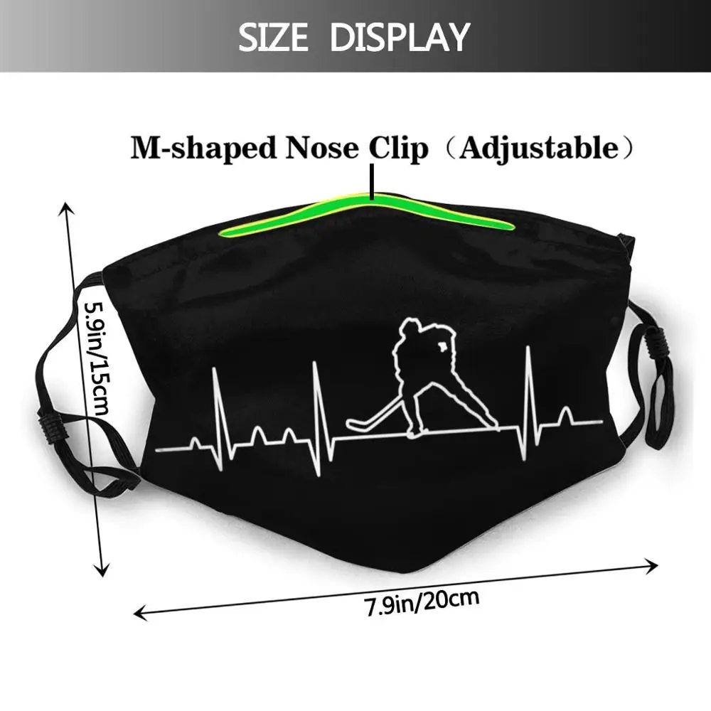 Ice Hockey Skater Heartbeat Holiday Winter Sport Adult Kids Anti Dust Filter Diy Mask Ice Skating Ice Hockey Ice Rink Hockey