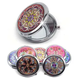 Portable Foldable Pocket Metal Makeup Compact Mirror Woman Cosmetic Mini Beauty Normal Magnifying Mirror Double Sides Mirrors